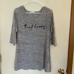 Paradox 2X ladies elbow sleeve shirt think happy